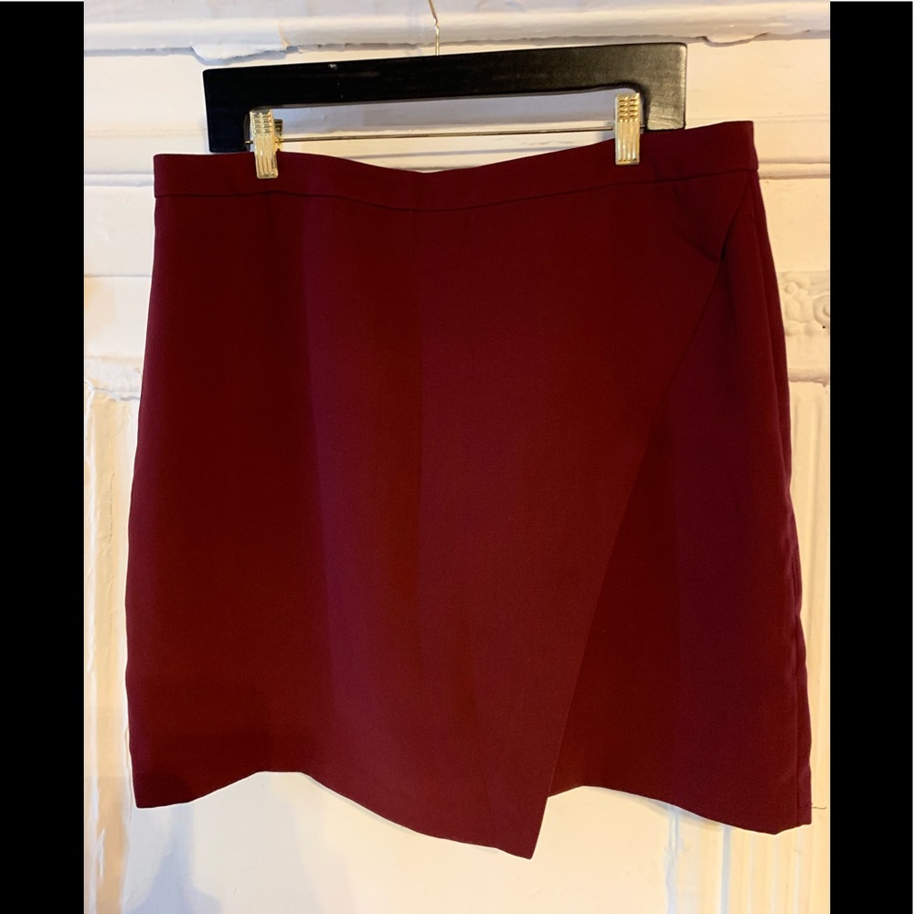 Banana Republic Burgundy Faux Wrap Skirt, 14 Tall